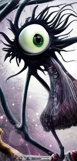 Fantasy creature with large eye in a mystical setting mobile wallpaper.