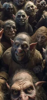 Fantasy creature gathering with trolls and goblins