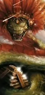 Fantasy dragon with mythical theme for mobile wallpaper.