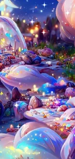 Vibrant fantasy dreamland wallpaper with magical scenery.