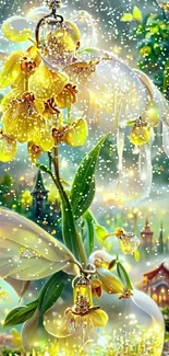 Enchanting fantasy flower glowing in magical digital art scene.