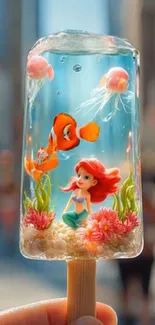 Whimsical underwater world inside a creative popsicle design.
