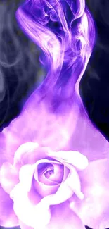 Fantasy purple rose with ethereal smoke on a dark background.