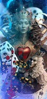 Fantasy queen card art with mystical elements.