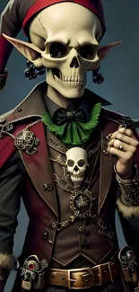 Fantasy skull figure wearing a detailed, ornate costume.