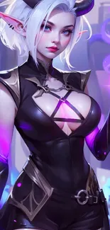 Anime warrior with mystical theme and vibrant colors holding a skull.