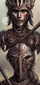 Fantasy warrior artwork with detailed armor design.