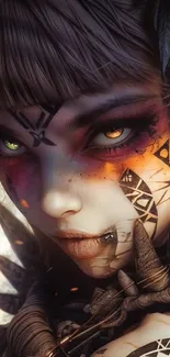 Fantasy warrior artwork with detailed design.