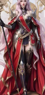 Fantasy warrior princess in red armor.