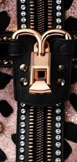Chic lock design with metallic and leopard accents