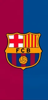 FC Barcelona wallpaper with iconic crest in maroon and blue.