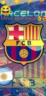 FC Barcelona mobile wallpaper with vibrant design and team crest.