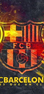 FC Barcelona logo on vibrant colorful background wallpaper.