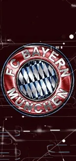 FC Bayern München logo on dark digital-themed background.