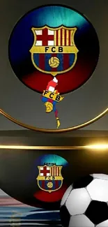 FCB club logo with soccer ball design wallpaper.