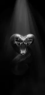 Dramatic image of a snake emerging from darkness for wallpaper.