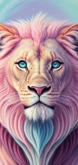 Colorful pastel lion illustration, vibrant mane in soft hues.