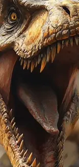 Realistic dinosaur roaring with open mouth.