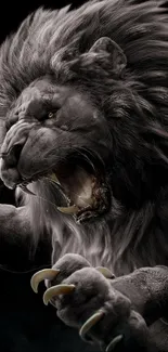 Roaring lion in striking high-definition art.