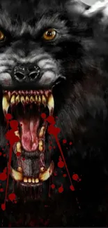 Ferocious werewolf with red accents wallpaper.