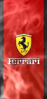 Red Ferrari logo mobile wallpaper with iconic badge centered.