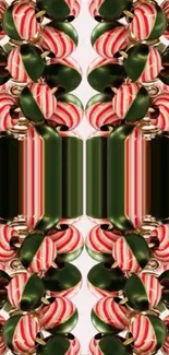 Festive green and red candy pattern wallpaper.