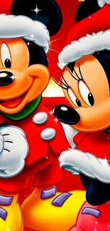 Festive cartoon characters in winter attire on a bright background.