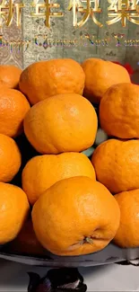 Cheerful orange fruit for Chinese New Year wallpaper.