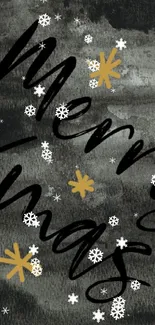 Merry Xmas text on dark festive wallpaper.