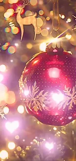 Festive Christmas ornament with sparkling lights and decorative elements.