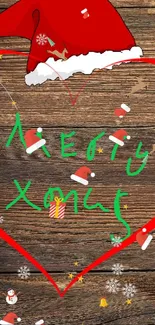 Festive Christmas wallpaper with rustic decor and Merry Xmas message.