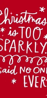 Red Christmas wallpaper with festive sparkle quote.