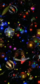 Decorated Christmas tree with colorful lights and ornaments for festive ambiance.