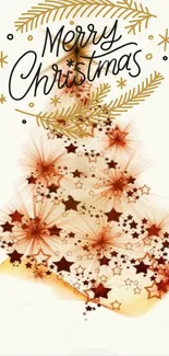 Festive Christmas tree with starry design on a light background.