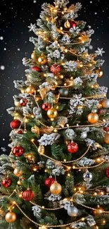 Christmas tree with lights and ornaments