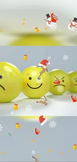 Festive emoji wallpaper with holiday theme.