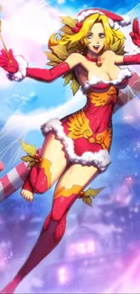 Vibrant festive fairy with holiday theme for mobile wallpaper.