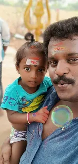 Family celebrating festival with joy and tradition.