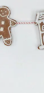 Gingerbread man and house on white background.