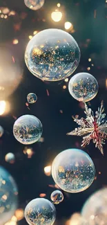 A collection of festive Christmas-themed mobile wallpapers with trees and lights.