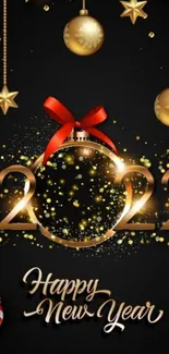 2022 festive wallpaper with New Year decorations and vibrant colors.