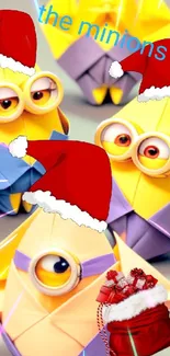 Colorful origami characters with festive hats.