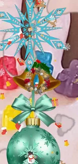 Colorful festive ornament wallpaper for holiday cheer