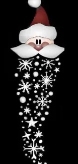 Santa with snowflakes on a black background wallpaper.