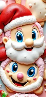 Playful Santa Claus cookie art with festive design.