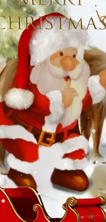 Festive Santa Claus Christmas themed wallpaper for mobile.