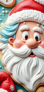 Festive Santa cookie design wallpaper with cartoon style.