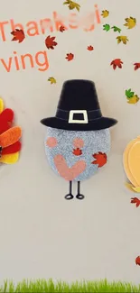 Thanksgiving turkey and pumpkins wallpaper design.