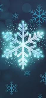 Festive winter-themed wallpapers featuring snowflakes, stars, and decorations.