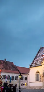 Zagreb Christmas market with festive tree.